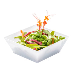 10 oz Square White Plastic Small Modern Bowl - 4 1/4