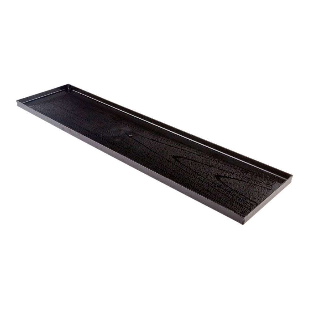 Rectangle Black Plastic Medium Tray - Faux Wood Grain - 23 1/2" x 6" - 25 count box