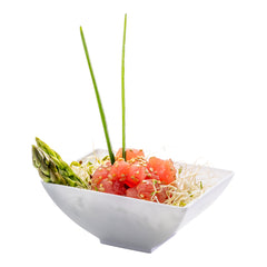 3 oz Rectangle White Plastic Small Architetto Bowl - 3 1/4