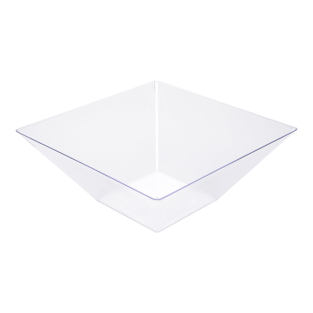 160 oz Square Clear Plastic Large Modern Serving Bowl - 11" x 11" x 4 1/2" - 25 count box