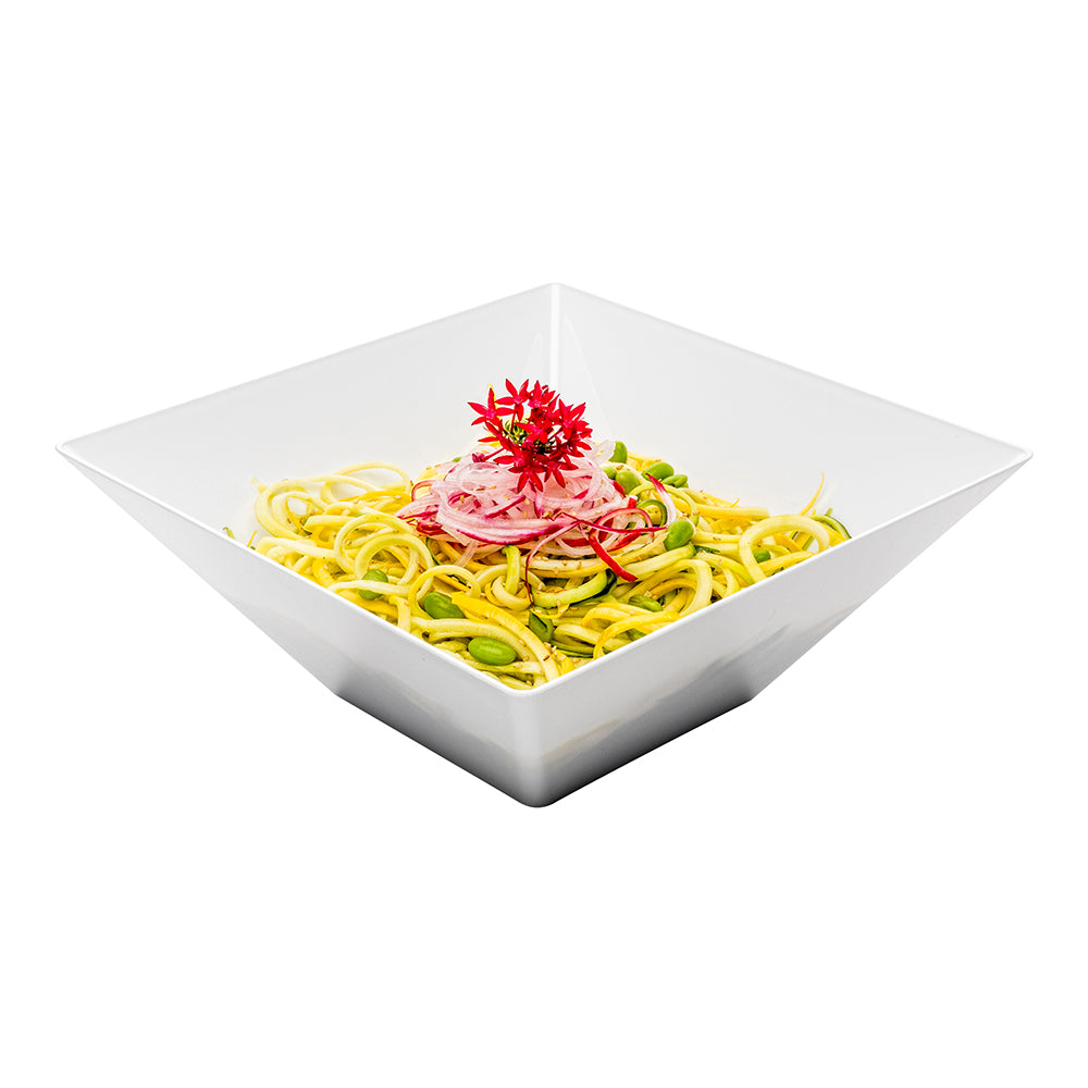 160 oz Square White Plastic Large Modern Catering Bowl - Catering, Large - 11" x 11" x 4 1/2" - 25 count box