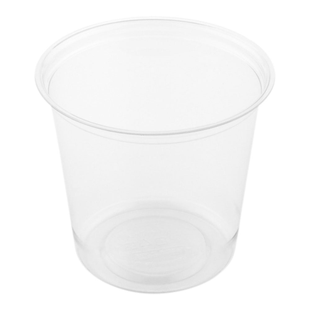 Basic Nature 24 oz Round Clear PLA Plastic To Go Deli Container - Compostable - 4 3/4" x 4 3/4" x 4 1/4" - 500 count box