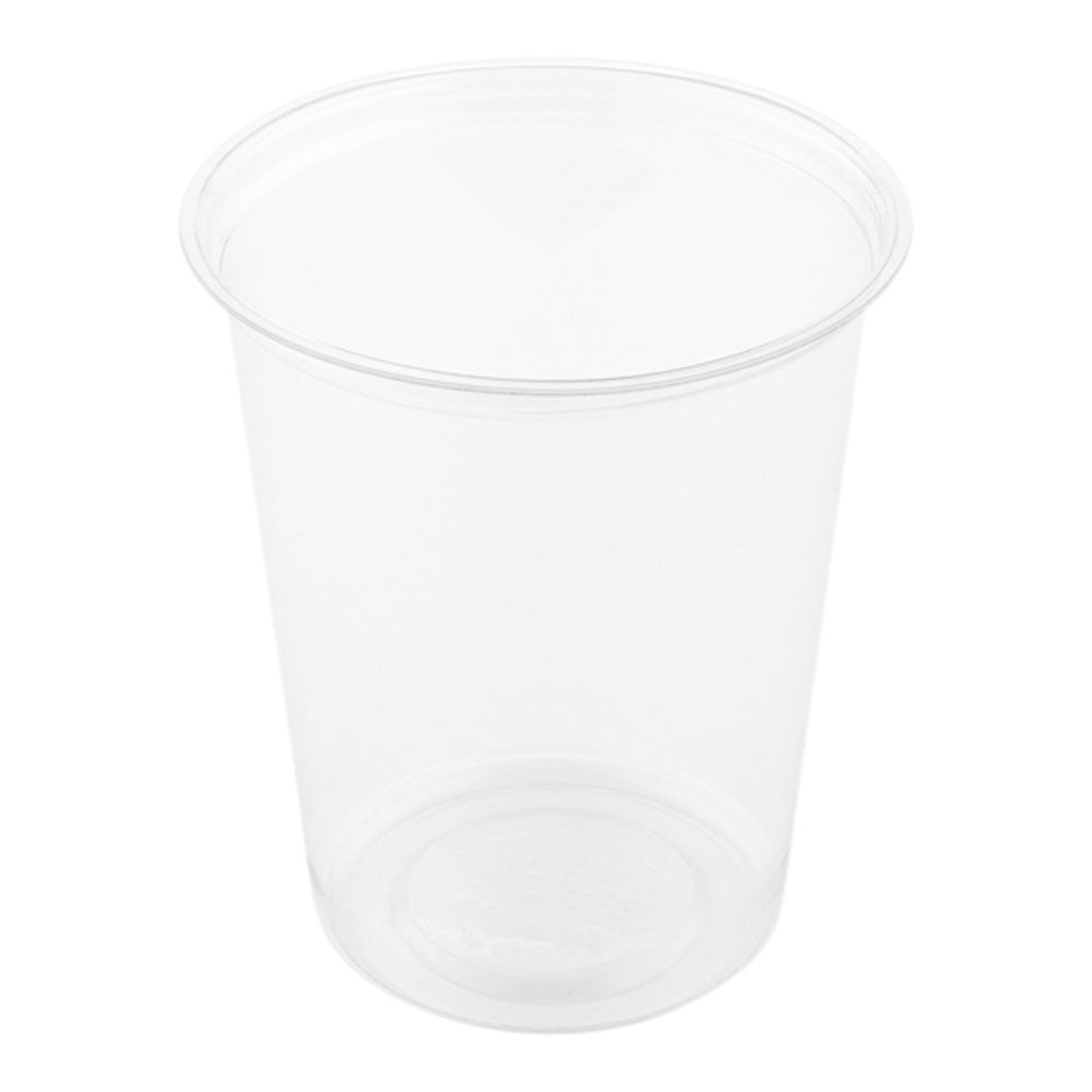 Basic Nature 32 oz Round Clear PLA Plastic To Go Deli Container - Compostable - 4 3/4" x 4 3/4" x 5 1/2" - 500 count box