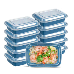 Asporto 24 oz Rectangle Midnight Blue Plastic To Go Box - with Clear Lid, Microwavable - 8