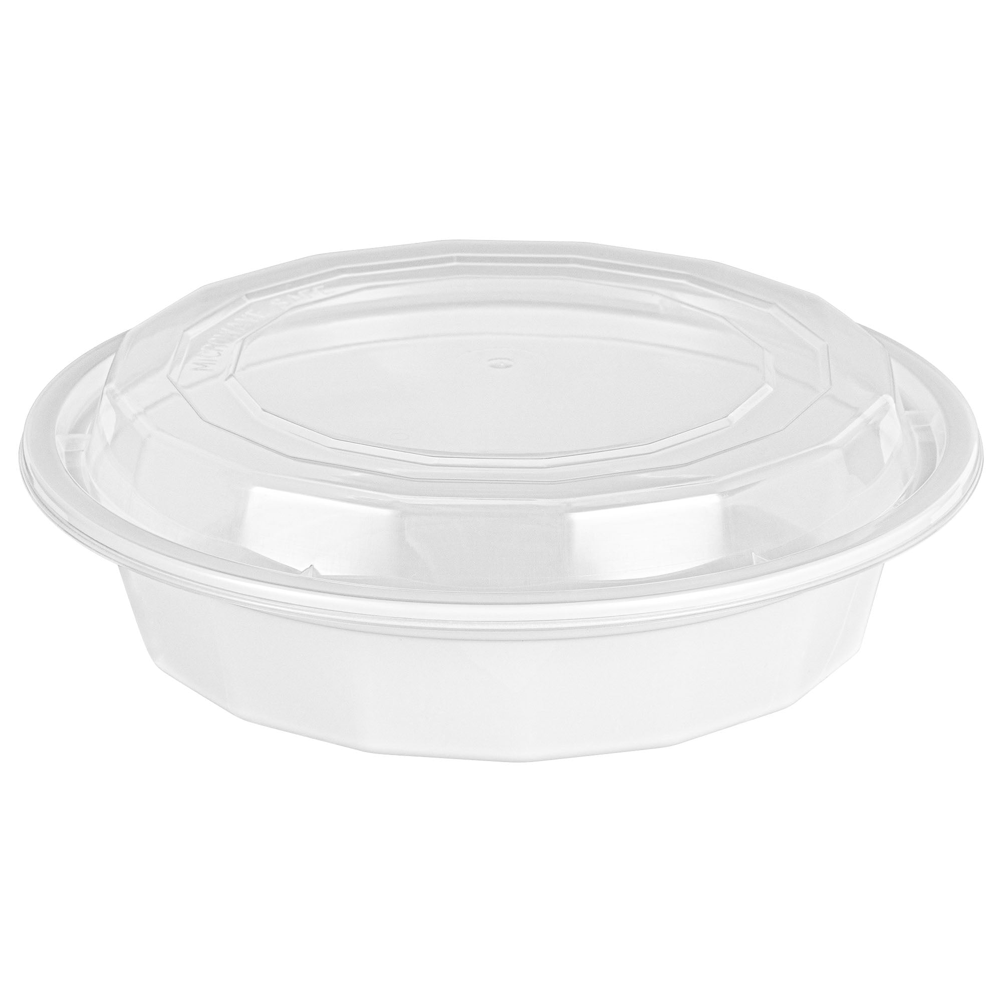 Asporto 24 oz Round White Plastic To Go Box - with Clear Lid, Microwavable - 7 1/4" x 7 1/4" x 1 1/2" - 100 count box