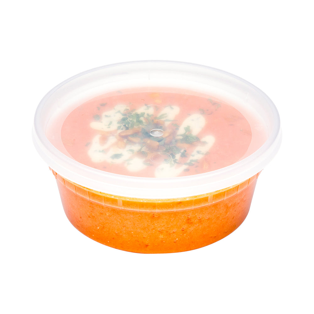 Asporto 8 oz Round Clear Plastic Soup Container - with Lid, Microwavable - 4 1/2" x 4 1/2" x 1 3/4" - 100 count box