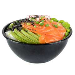 7 oz Round Black Plastic Salad Bowl - 5