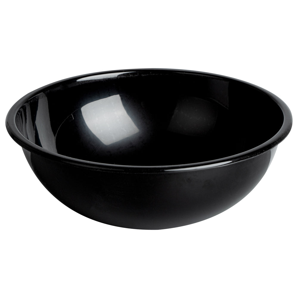 21 oz Round Black Plastic Salad Bowl - 6 3/4" x 6 3/4" x 2 1/2" - 200 count box