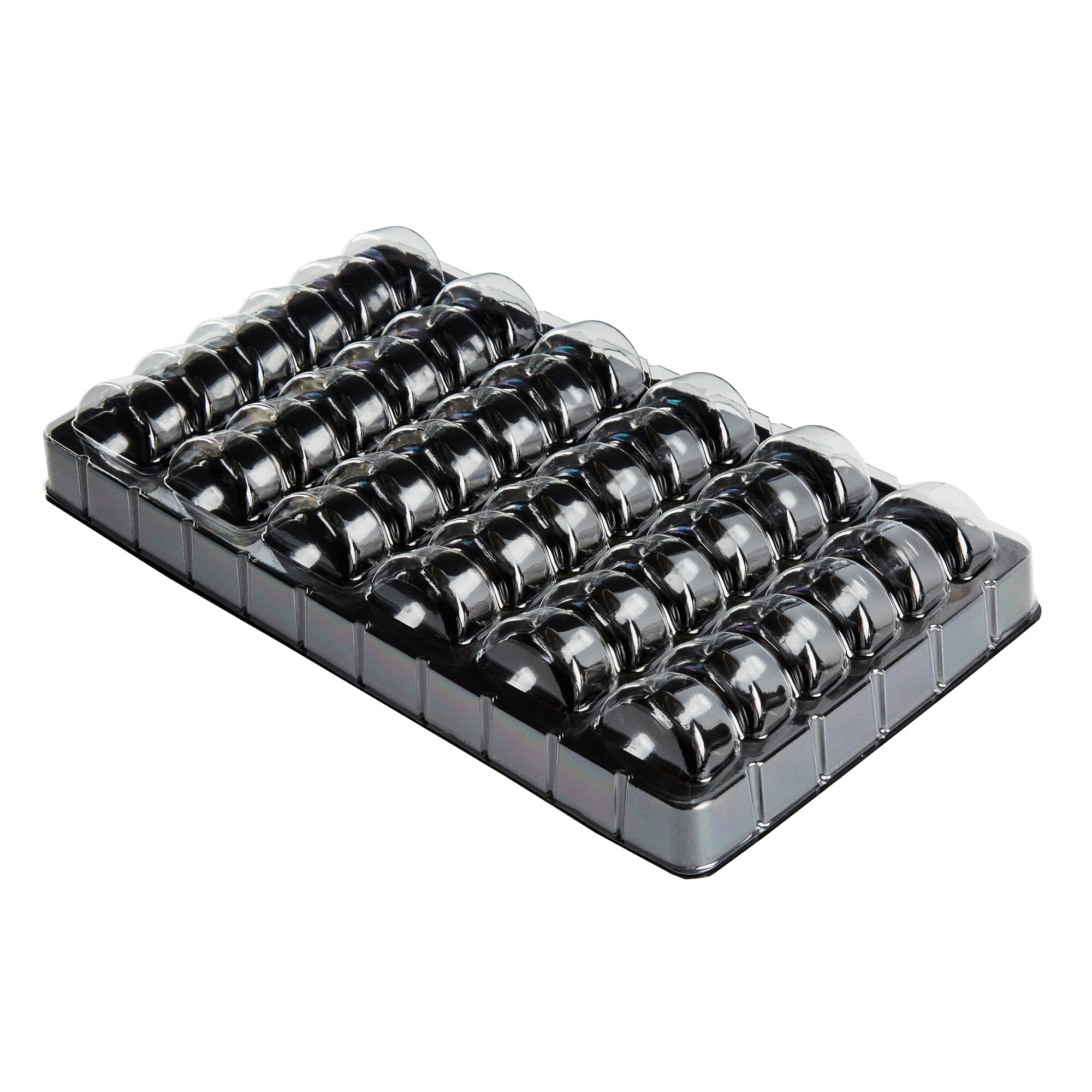 Shock Safe Rectangle Black Plastic Macaron Take Out Box - Fits 36 Macarons - 13 1/4" x 11" x 2" - 100 count box