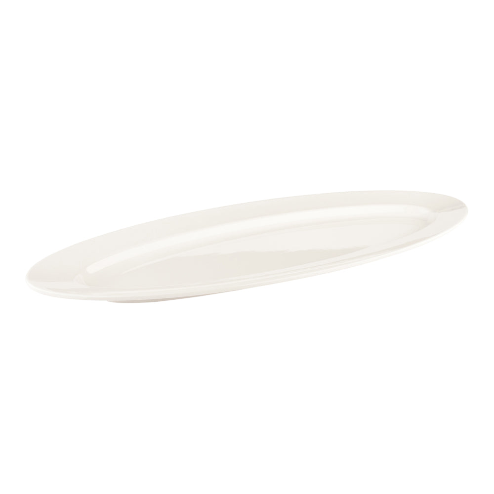 Voga Oval White Melamine Serving Plate - 23" x 9" x 1 3/4" - 2 count box