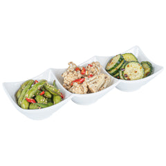 Voga 9 oz Square White Melamine Triplets Set - 9 1/2