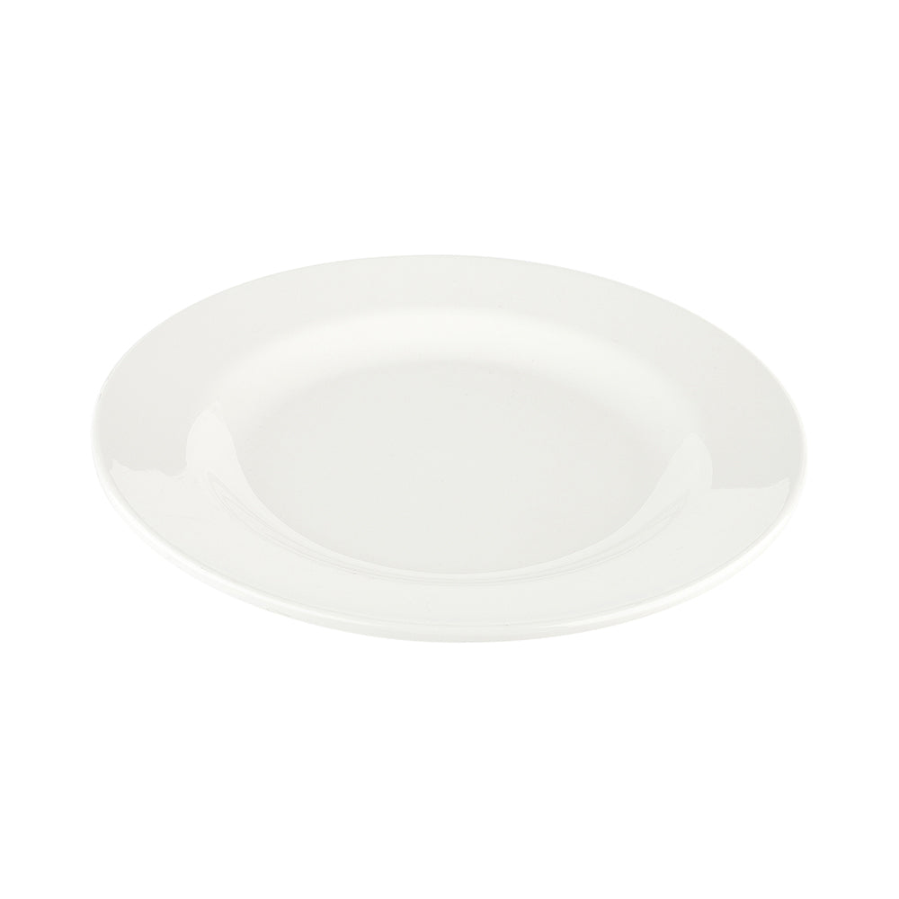 Voga Round White Melamine Small Plate - Classic, Rimmed - 6" x 6" x 1/2" - 10 count box