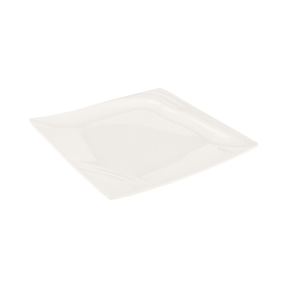 Voga Square White Melamine Medium Plate - Flare - 10" x 10" x 3/4" - 10 count box