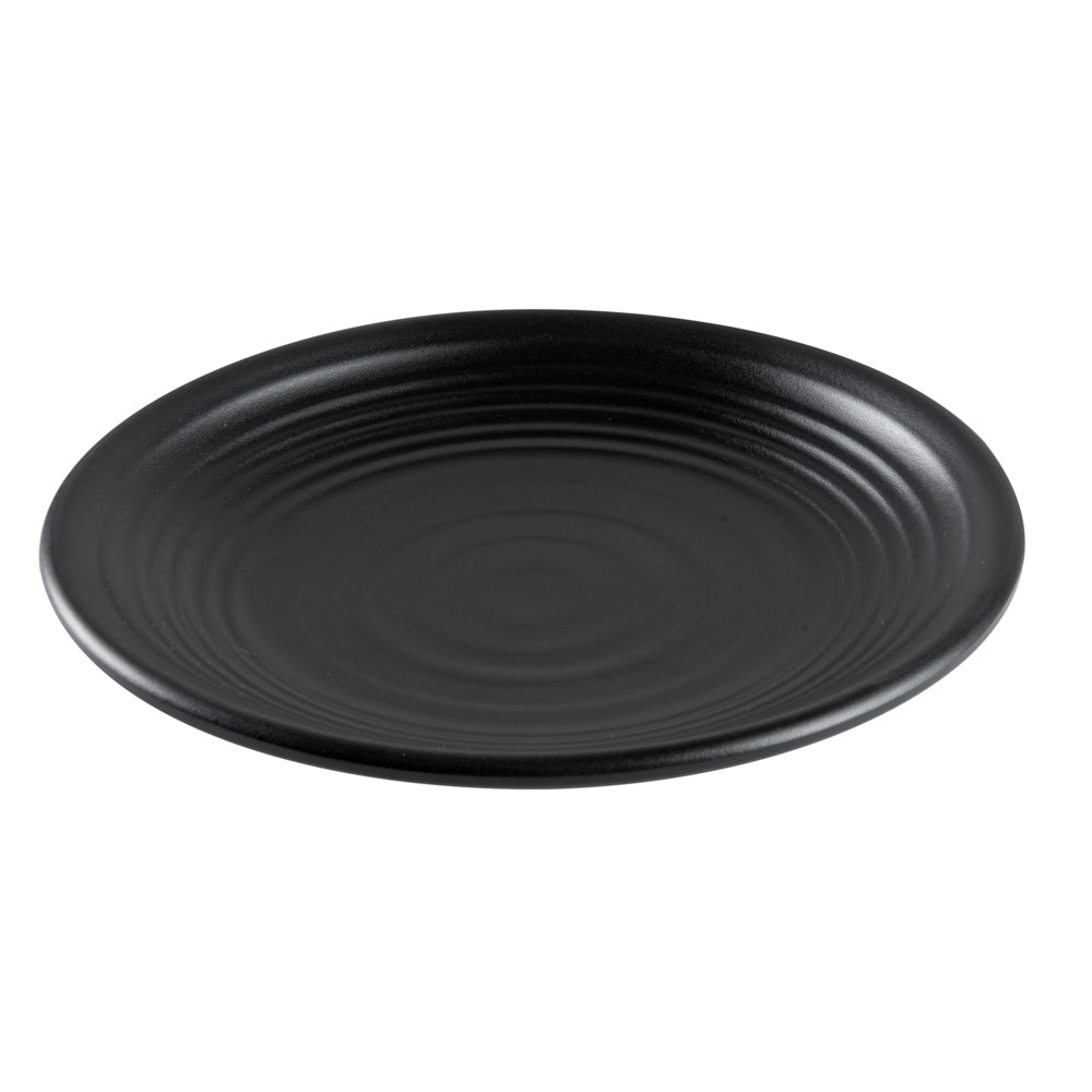 Voga Round Black Melamine Small Plate - Japonais, Black Stone - 8" x 8" x 1" - 10 count box