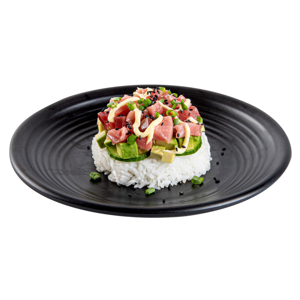 Voga Round Black Melamine Small Plate - Japonais, Black Stone - 8" x 8" x 1" - 10 count box