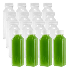 12 oz Square Clear Plastic Cold Pressed Juice Bottle - with Safety Cap - 2