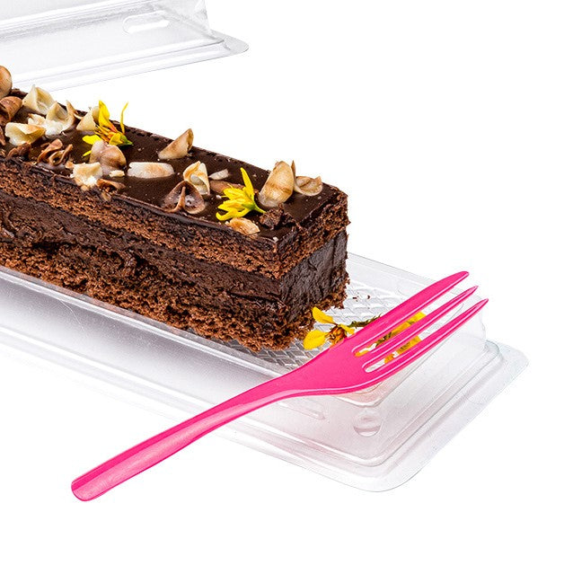 Magenta Plastic Cake Fork with Knife Edge - 4" x 3/4" - 500 count box