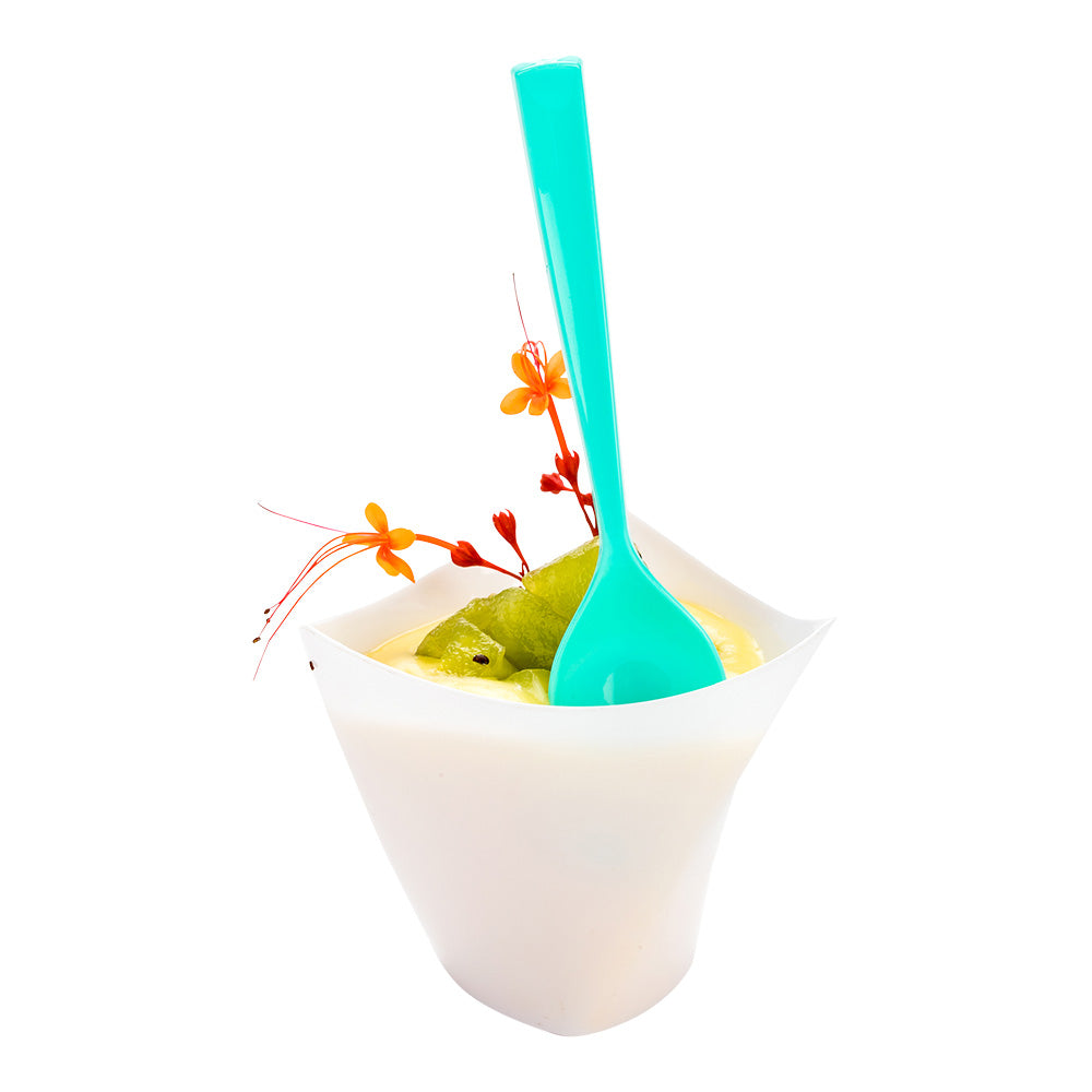 Teal Plastic Petal Spoon - 4 1/2" x 1" - 500 count box