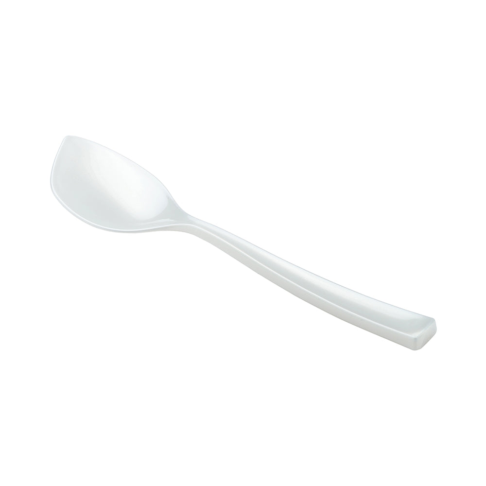 Pearl White Plastic Petal Spoon - 4 1/2" x 1" - 500 count box