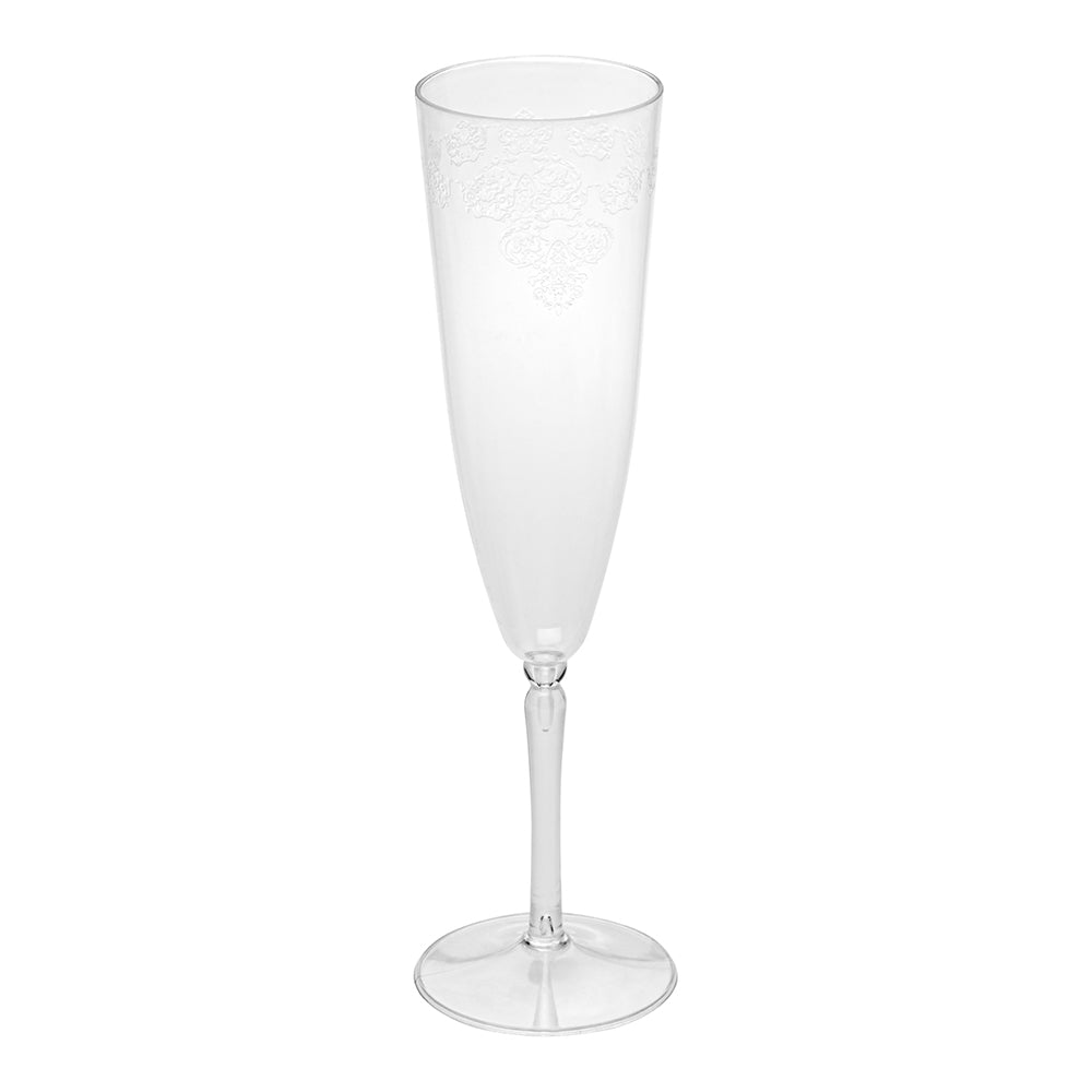 4 oz Clear Plastic Wedding Champagne Flute - 1-Piece - 2 1/4" x 2 1/4" x 7 1/2" - 100 count box