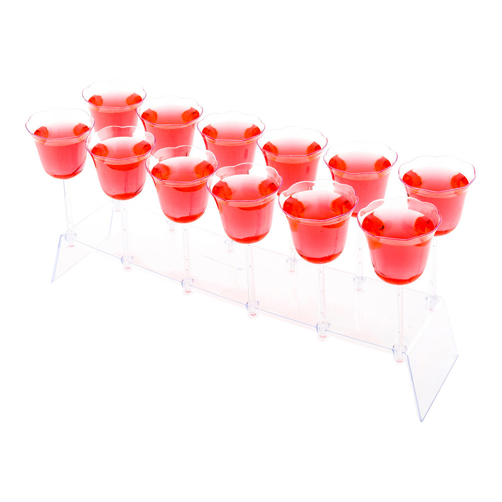 12 1 oz Tulip Shots with 1 Stand - 11 1/4" x 3 3/4" x 5 1/4" - 10 count box