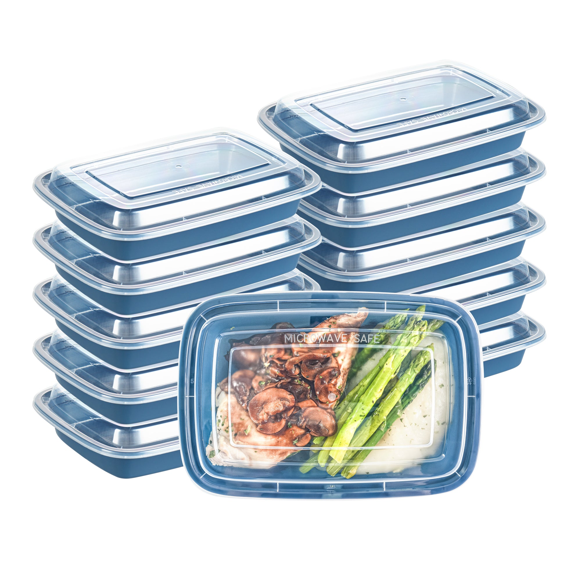 Asporto 16 oz Rectangle Midnight Blue Plastic To Go Box - with Clear Lid, Microwavable - 7 3/4" x 5 1/2" x 1 1/2" - 100 count box