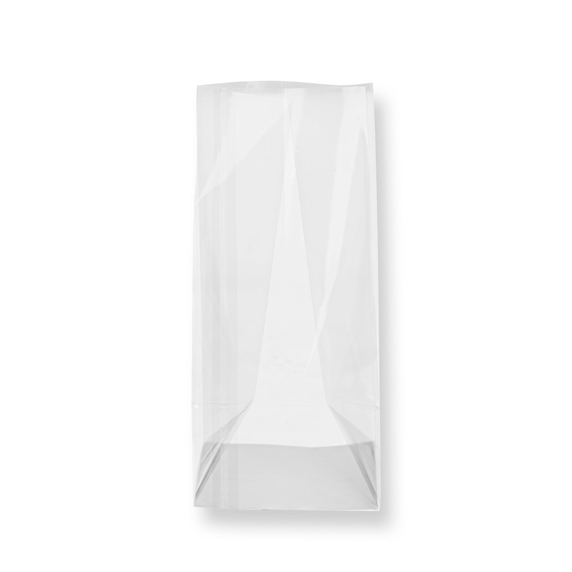 Bag Tek Clear Plastic Gusset Bag - Flat Bottom, Paper Insert, Heat Sealable - 4" x 4" x 9" - 100 count box