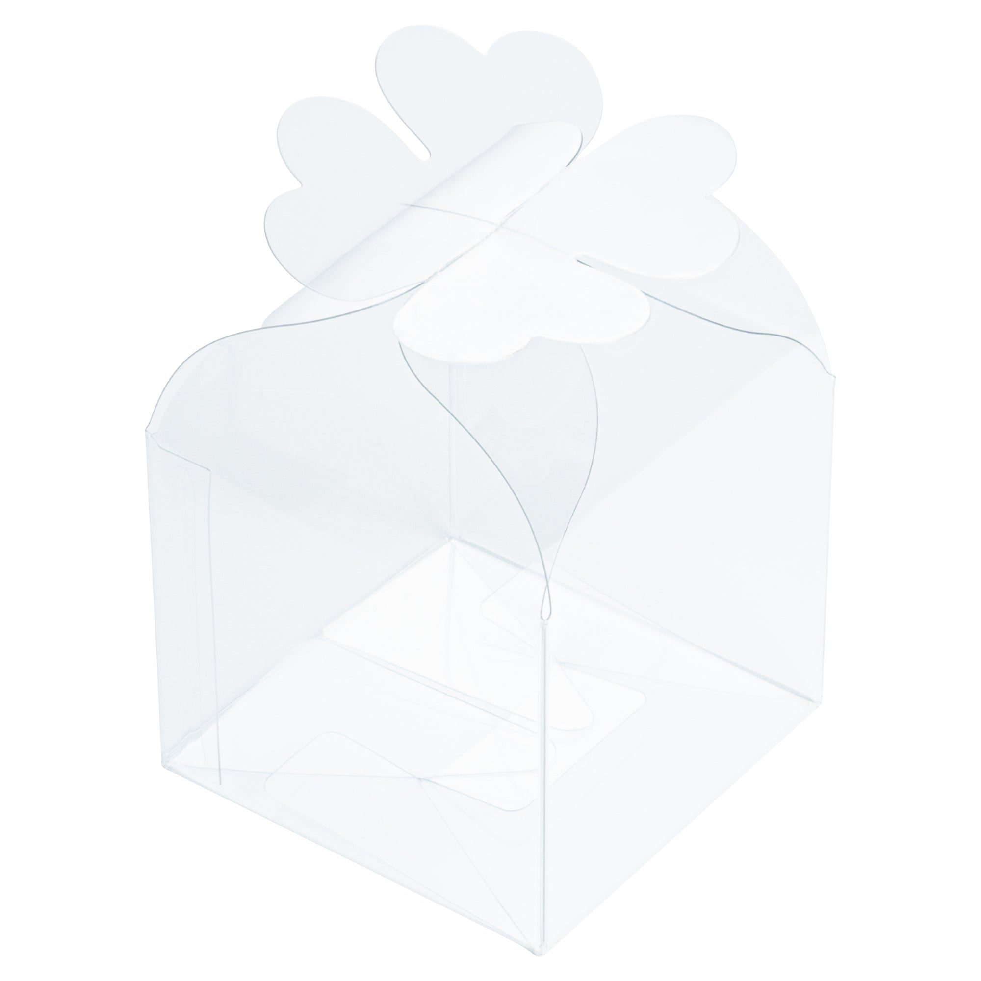 Sweet Vision Clear Plastic Gift Box - Clover Leaf Top - 2 3/4" x 2 3/4" x 2 1/2" - 100 count box