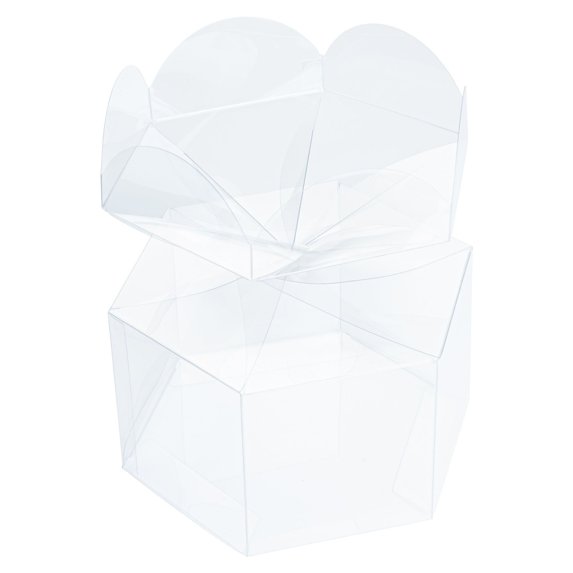 Sweet Vision Clear Plastic Gift Box - Flower Top - 6 1/2" x 7 1/2" x 7 3/4" - 100 count box