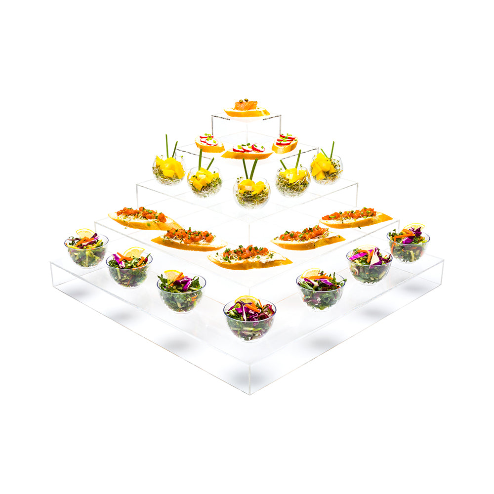 Clear Tek Clear Acrylic Buffet Display Stand - 5-Tier Pyramid - 19 3/4" x 19 3/4" x 9 3/4" - 1 count box