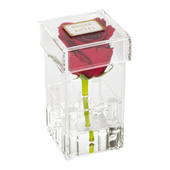 Clear Tek Clear Acrylic Tall Flower Box Vase - 1 hole, with Lid - 3 1/4