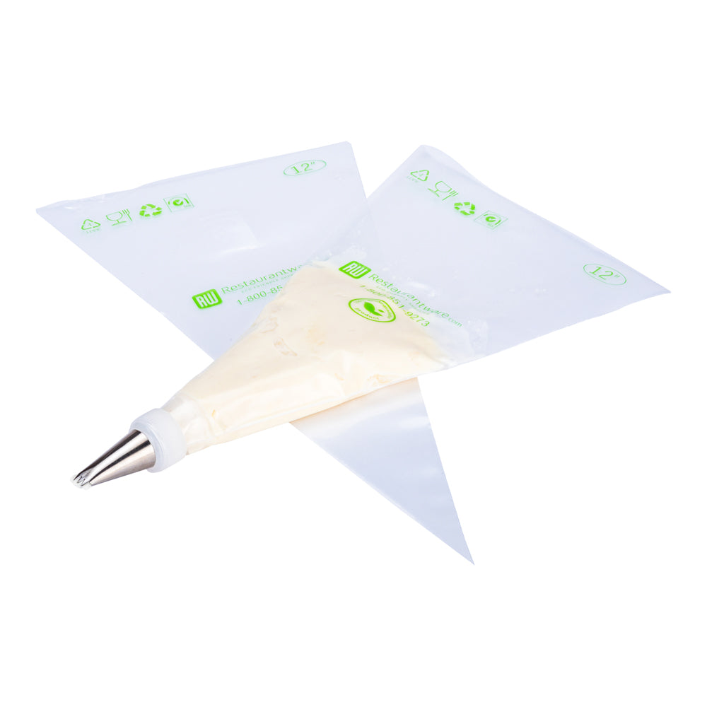 Pastry Tek Clear Plastic Pastry Piping Bag - Biodegradable - 12" x 6" - 100 count box