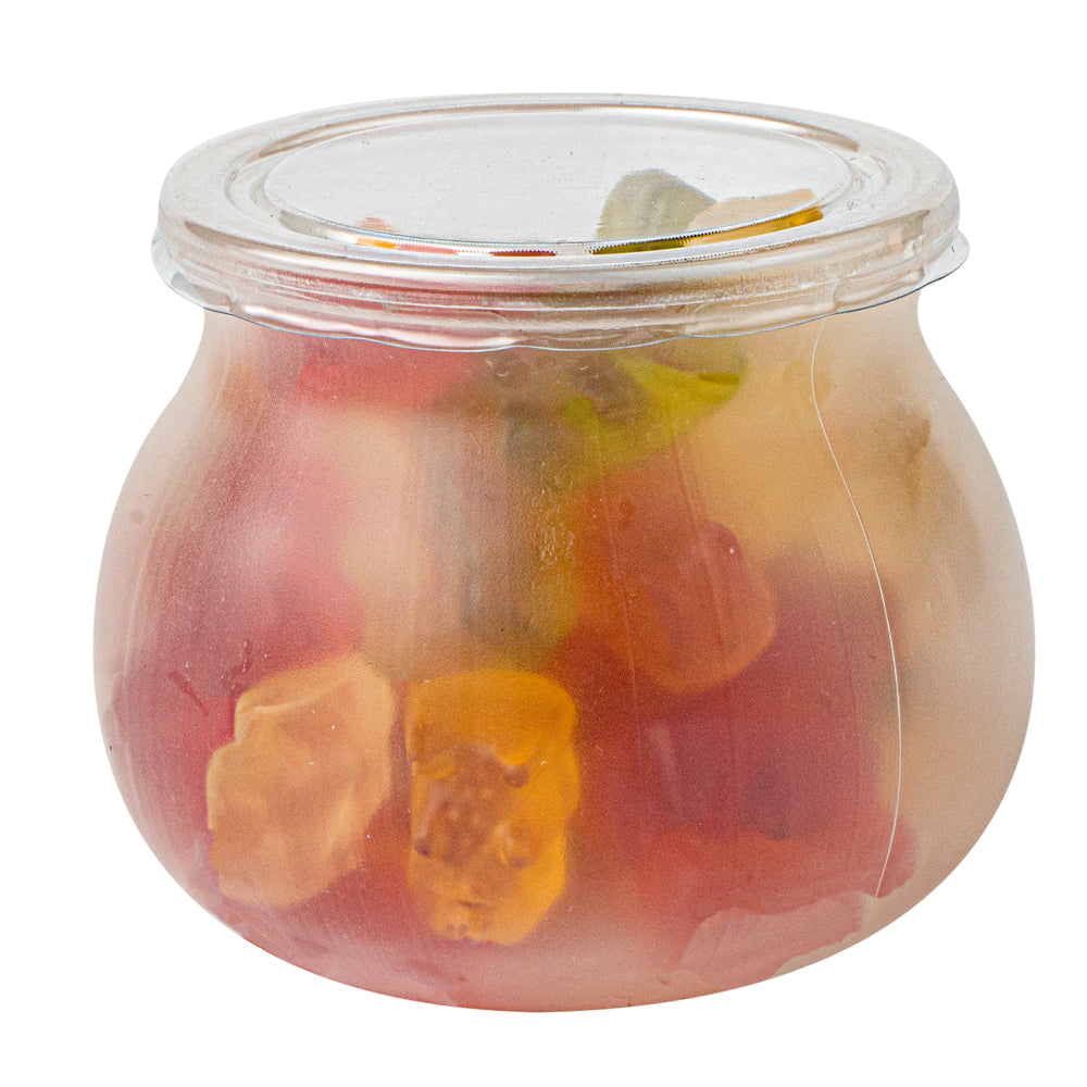 4 oz Frosted Plastic Bulbous Candy Jar - with Lid - 2 1/2" x 2 1/2" x 2 1/2" - 100 count box