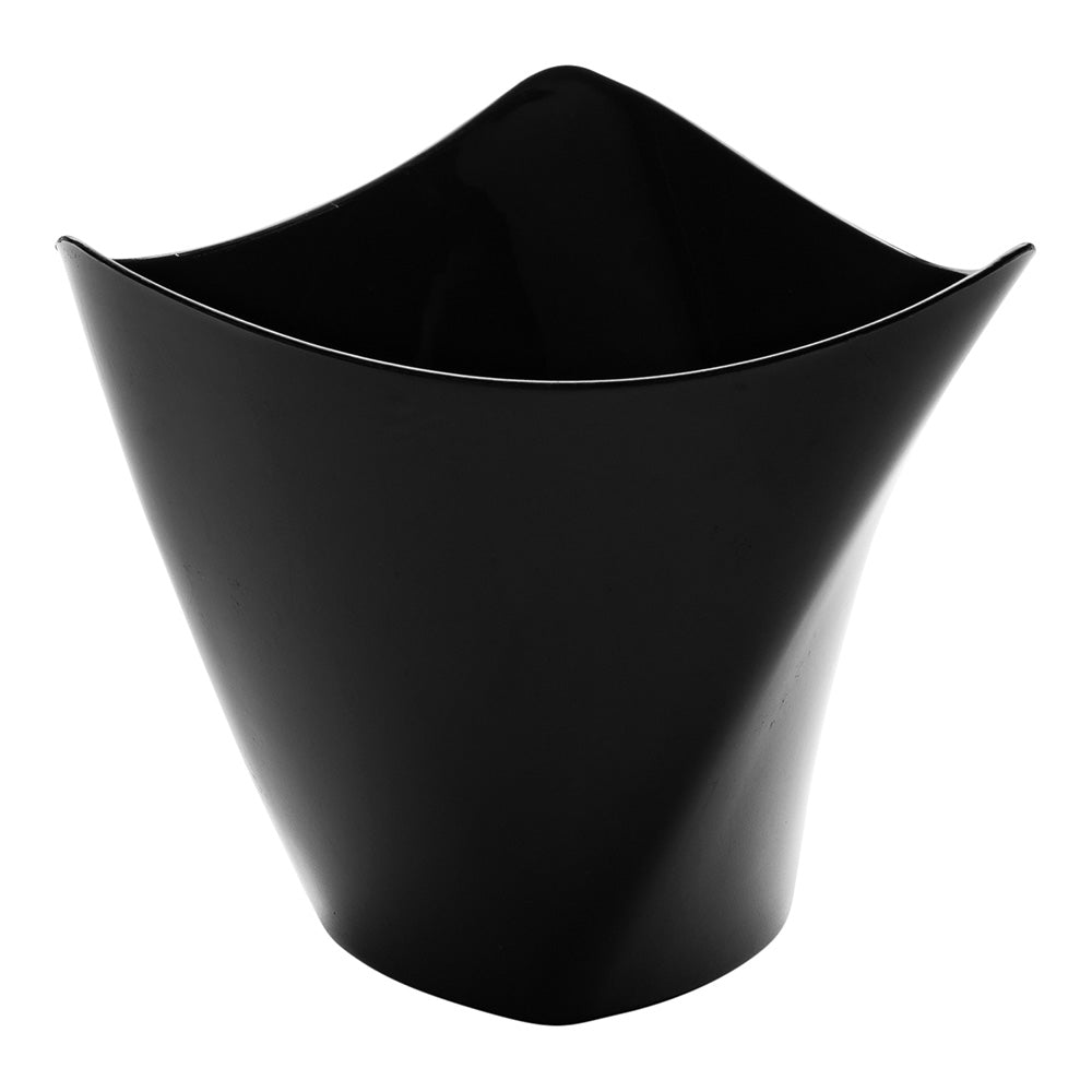 4 oz Black Plastic Mini Crescendo Cup - 3" x 3" x 2 3/4" - 100 count box