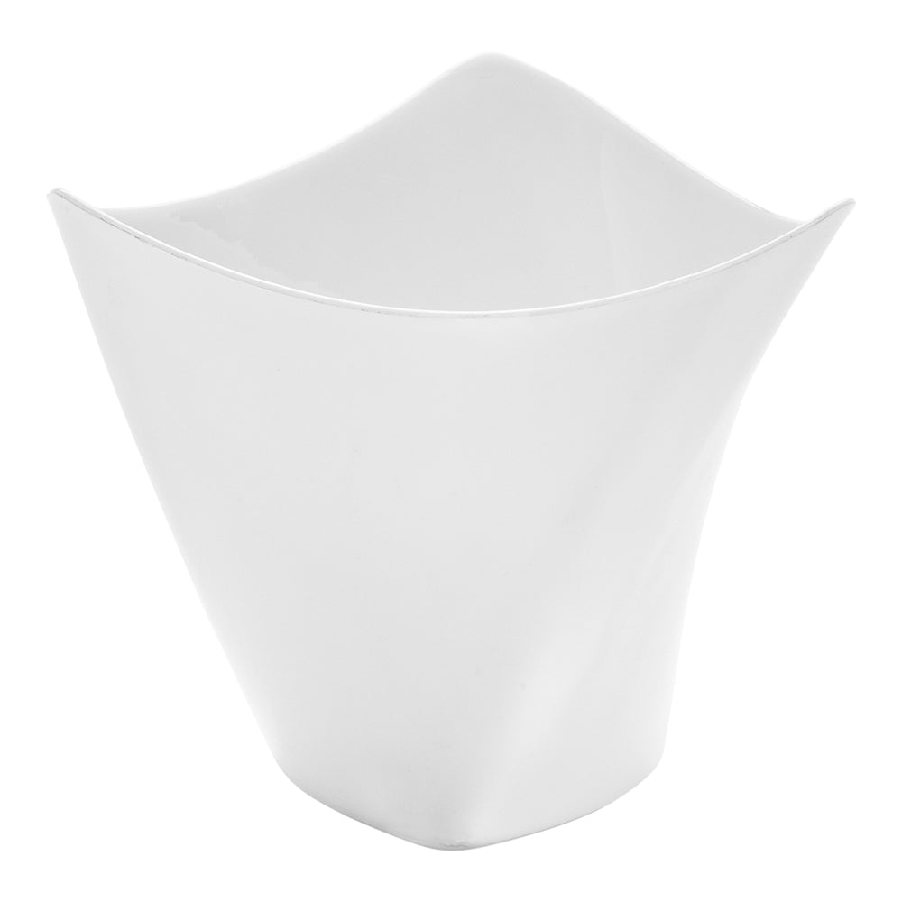 4 oz White Plastic Mini Crescendo Cup - 3" x 3" x 2 3/4" - 100 count box