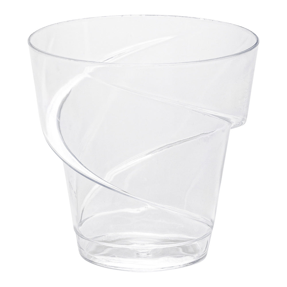 5 oz Round Clear Plastic Mini Flourish Cup - 2 3/4" x 2 3/4" x 2 3/4" - 100 count box