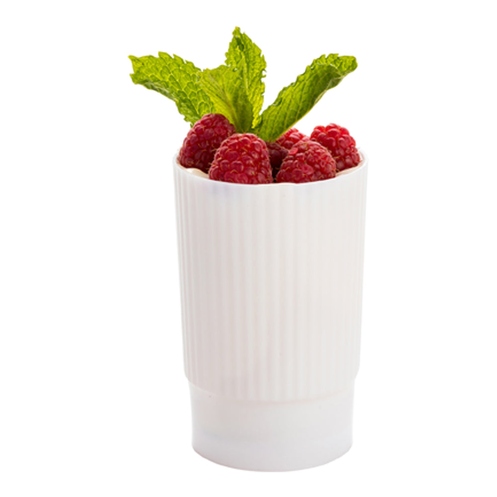 4 oz White Plastic Toque Parfait Cup - 2 1/4" x 2 1/4" x 3 1/4" - 100 count box