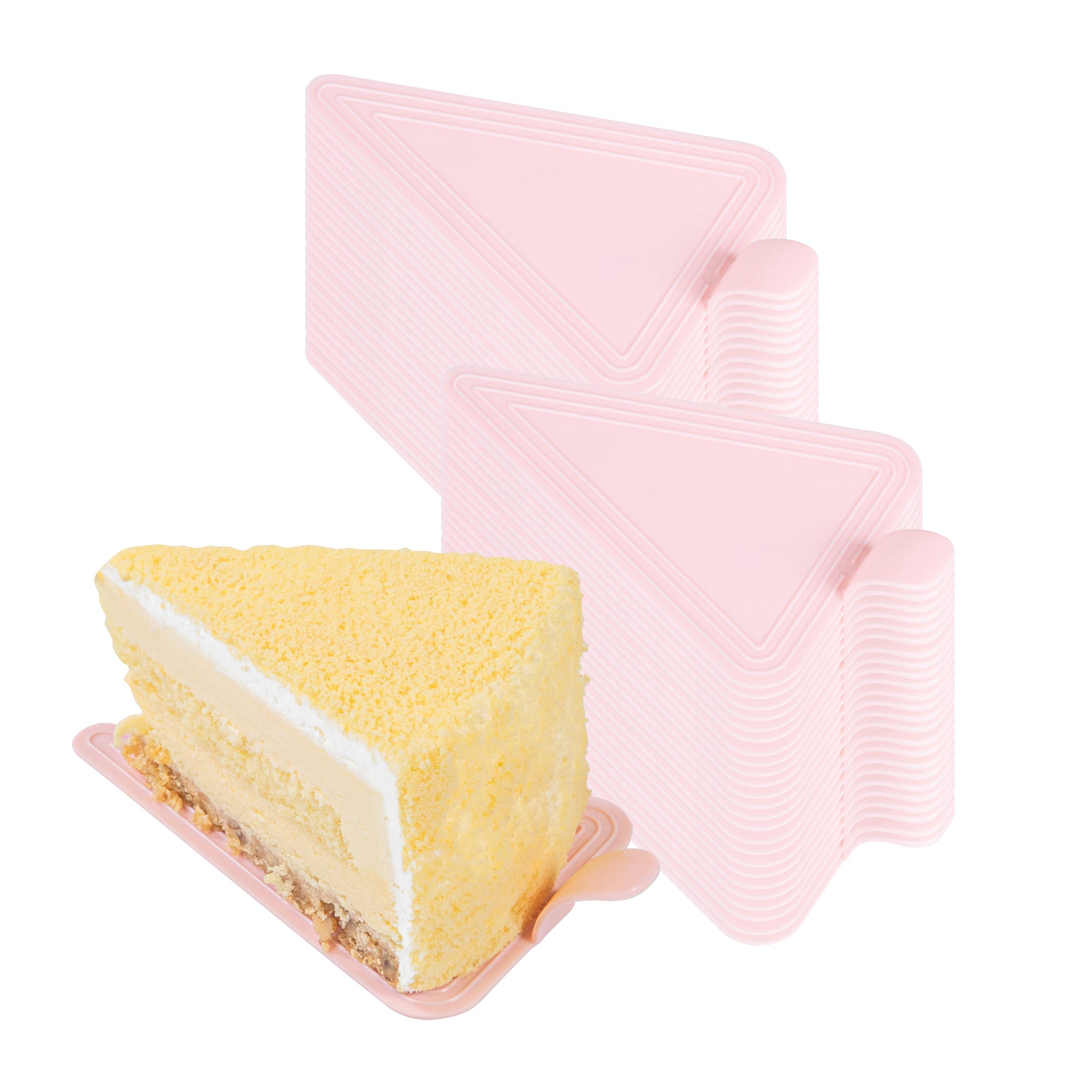 Triangle Pink Plastic Cake Server - 4 1/2" x 3" - 100 count box