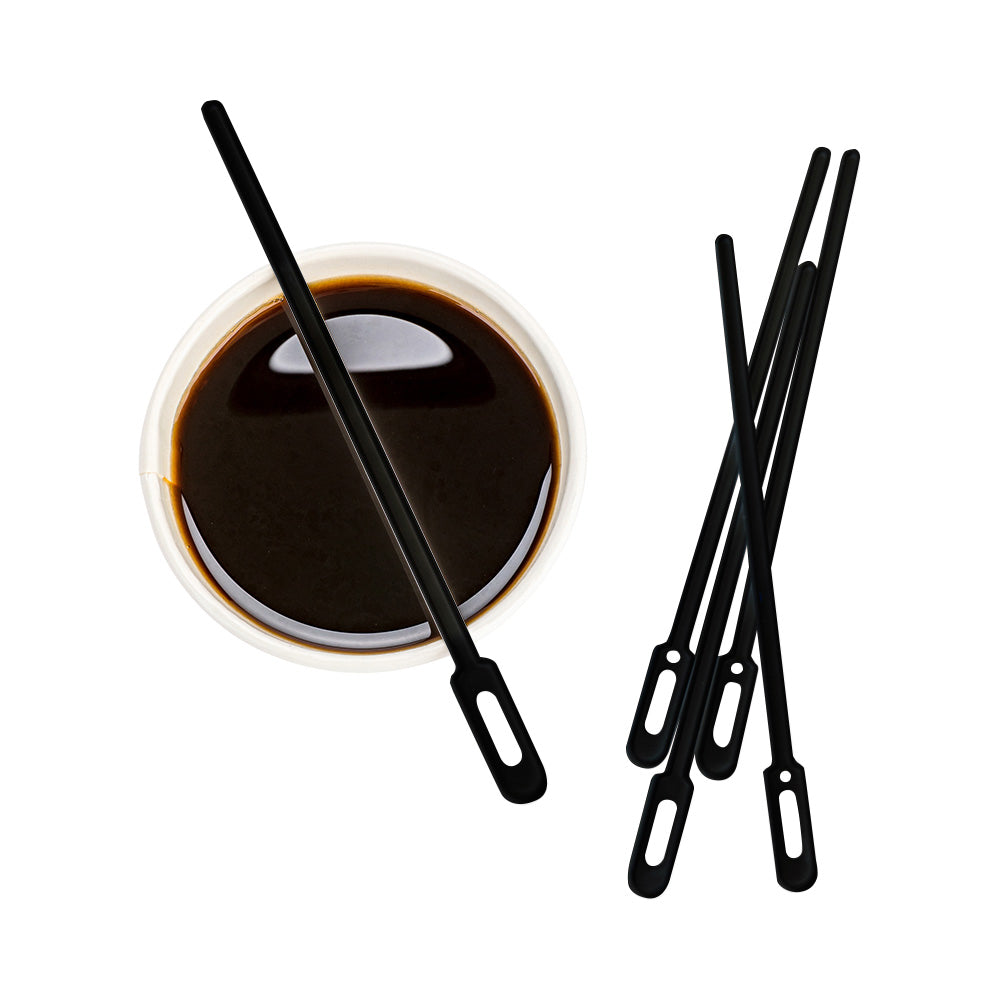 Black Plastic Keyhole Coffee Stirrer - 6" - 1000 count box