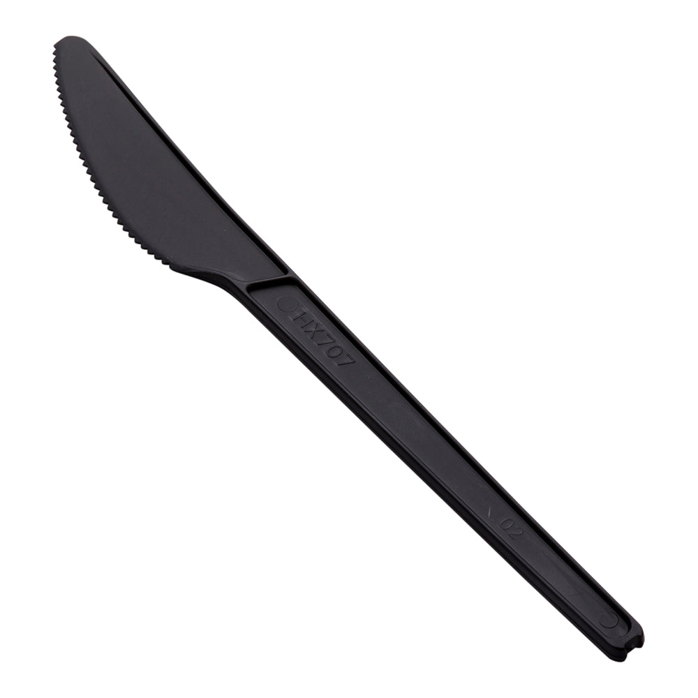 Basic Nature Black CPLA Plastic Knife - Heat-Resistant, Compostable - 6 1/2" x 1/2" - 250 count box