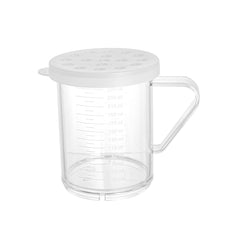 RW Base 10 oz Clear Polycarbonate Dredge Spice Shaker - with White Extra Coarse Lid - 4 3/4