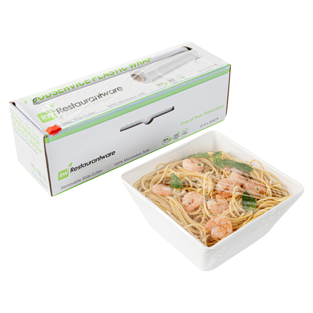 RW Base Clear Plastic Foodservice Food Wrap - BPA-Free, Microwave-Safe - 12" x 2000' - 1 count box