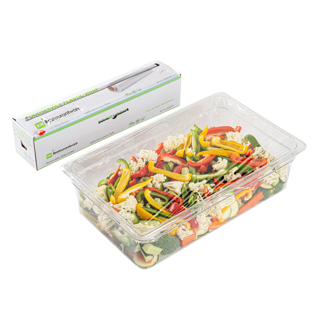 RW Base Clear Plastic Foodservice Food Wrap - BPA-Free, Microwave-Safe - 18" x 2000' - 1 count box