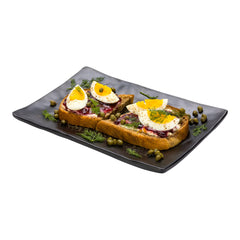 Voga Rectangle Black Melamine Medium Plate - Japonais , Faux Slate - 9 3/4