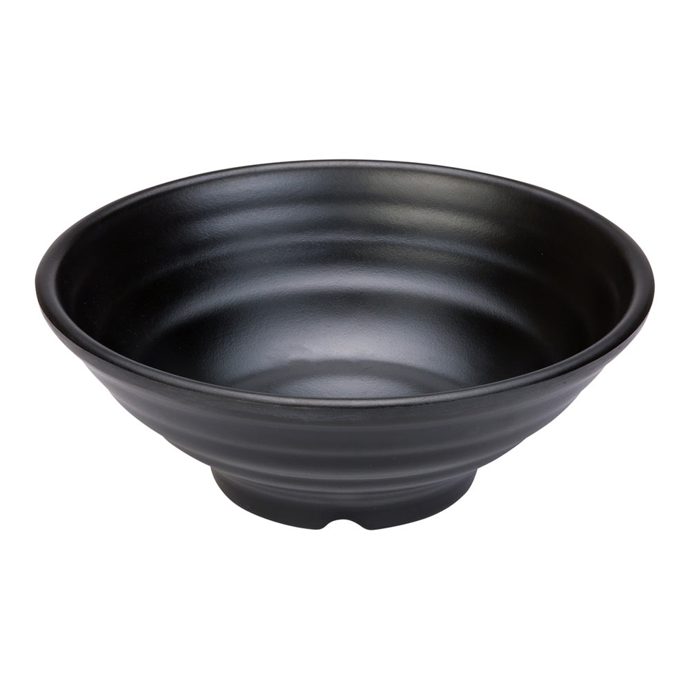 Voga 27 oz Round Black Melamine Large Bowl - Japonais, Faux Stone - 7 3/4" x 7 3/4" x 3" - 2 count box