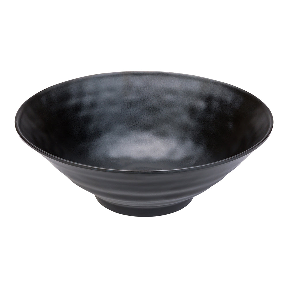 Voga 37 oz Round Black Melamine Serving Bowl - Japonais, Faux Slate - 9 3/4" x 9 3/4" x 3 1/4" - 2 count box