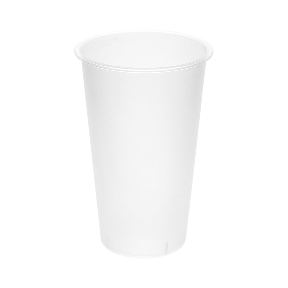 Bev Tek 16 oz Round Frosted Clear Plastic Hot / Cold Drinking Cup - 3 1/2" x 3 1/2" x 5 1/4" - 100 count box