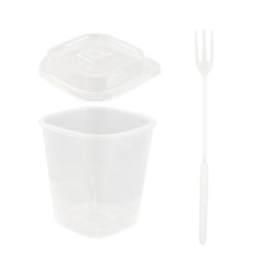 Asporto 17 oz Clear Plastic Salad To Go Cup - with Clear Lid and Fork - 3 1/2