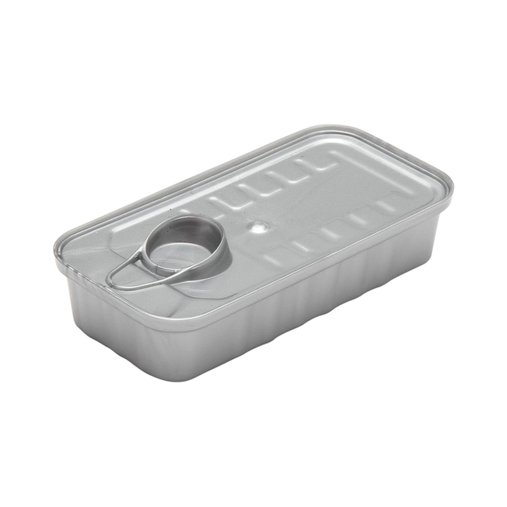 2 oz Rectangle Silver Plastic Tin Can - with Lid - 4" x 2" x 1" - 100 count box