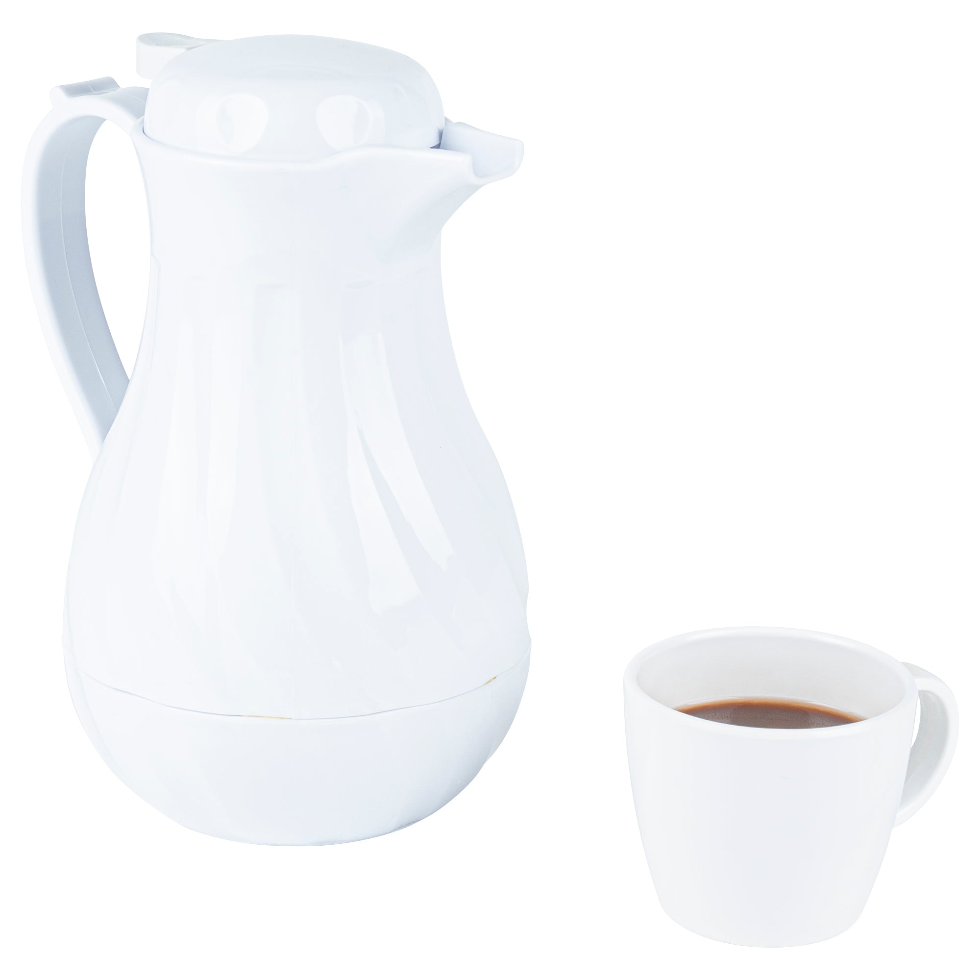 Restpresso 42 oz White Thermal Coffee Carafe / Server - 8" x 6" x 10" - 10 count box